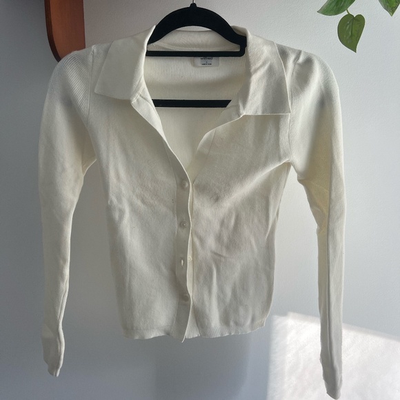 Wilfred White Rib Knit Long Sleeve - Picture 1 of 3